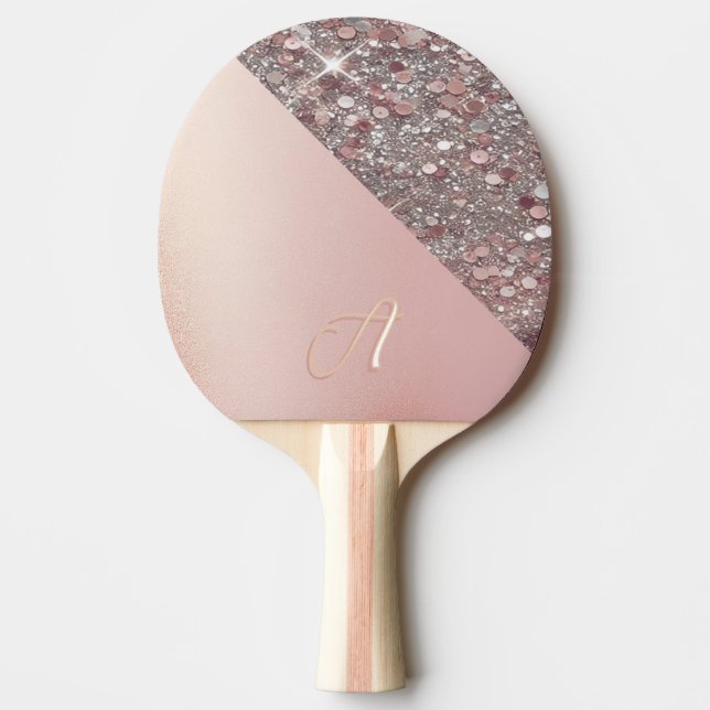 Pala De Ping Pong Monograma elegante en oro rosa (Anverso)