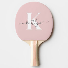 Pala De Ping Pong Monograma elegante en rosa y gris