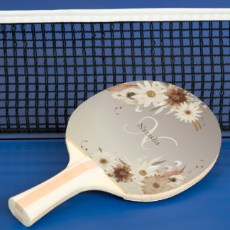 Pala De Ping Pong Monograma floral de acuarela de otoño personalizad