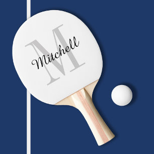 Pala De Ping Pong Monograma gris y nombre personalizado