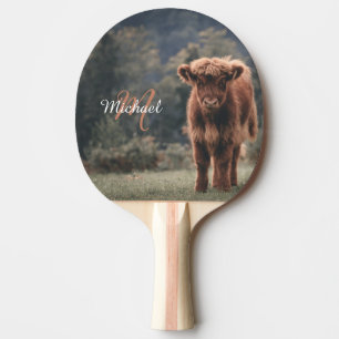 Pala De Ping Pong Monograma inicial de ternera bovina de montaña de