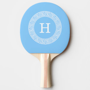 Pala De Ping Pong Monograma inicial del marco de la llave griega azu