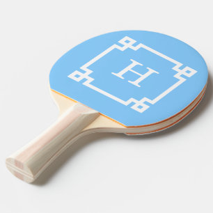 Pala De Ping Pong Monograma inicial dominante griego blanco del
