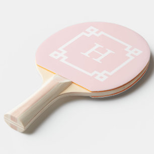 Pala De Ping Pong Monograma inicial dominante griego blanco rosa