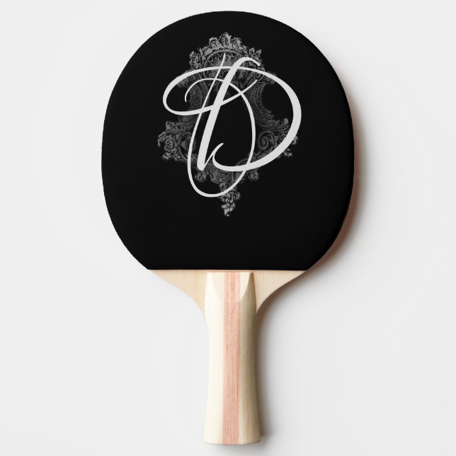 Pala De Ping Pong Monograma inicial personalizado (Anverso)