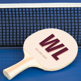 Pala De Ping Pong Monograma minimalista personalizado rosa de Borgoñ