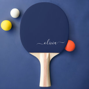 Pala De Ping Pong Monograma moderno azul y blanco de la Marina