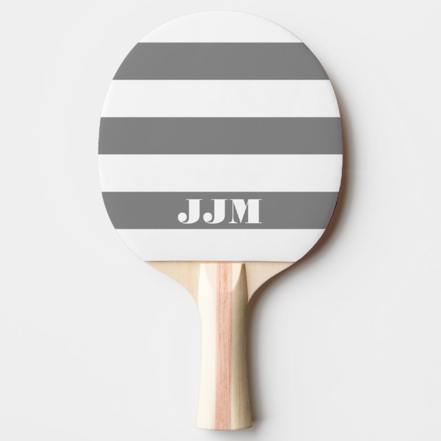 Pala De Ping Pong Monograma Moderno Blanco, Franja Gris (Anverso)