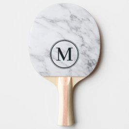 Pala De Ping Pong Monograma Moderno de Mármol Blanco Limpio