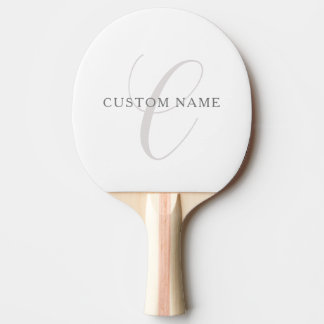 Pala De Ping Pong Monograma moderno elegante | Gris y blanco (editab