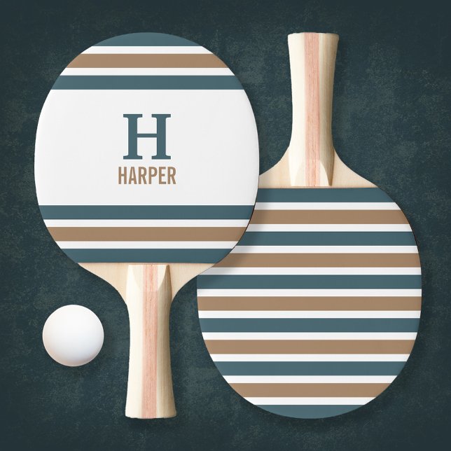 Pala De Ping Pong Monograma moderno estriado (Subido por el creador)