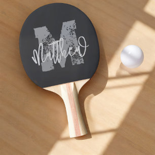 Pala De Ping Pong Monograma Moderno Guay Grunge Añadir su nombre