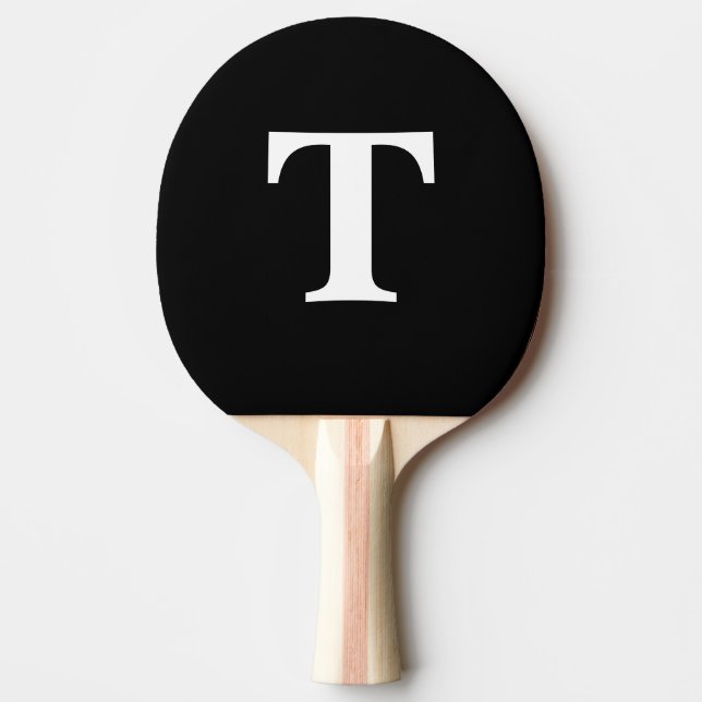 Pala De Ping Pong Monograma moderno sólido negro personalizado (Anverso)