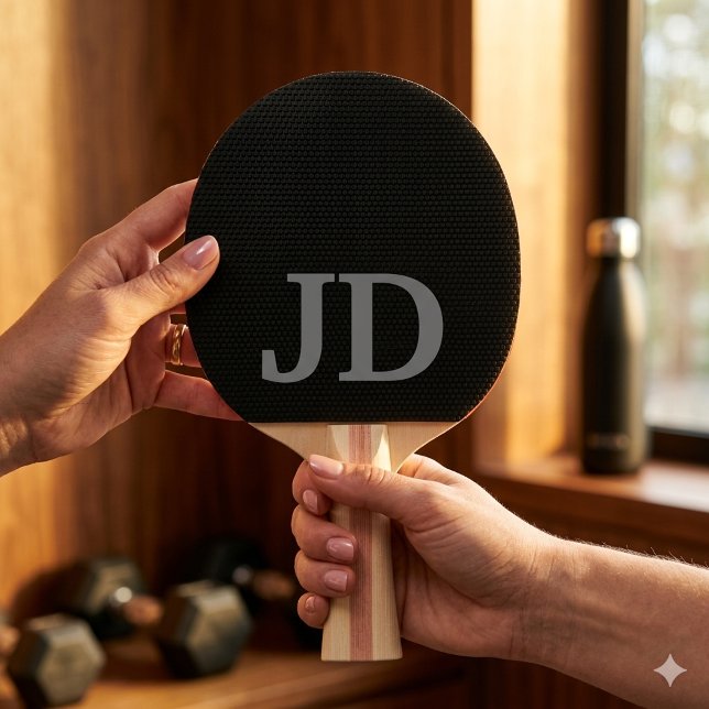 Pala De Ping Pong Monograma Negro Moderno  (Subido por el creador)