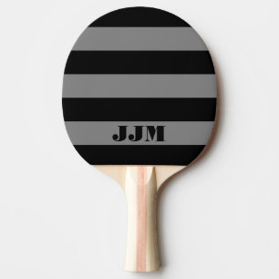 Pala De Ping Pong Monograma negro moderno, banda gris media