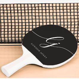 Pala De Ping Pong Monograma negro Nombre de guión moderno monogramad
