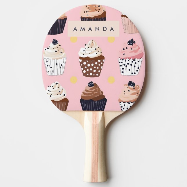 Pala De Ping Pong Monograma pastel dulce personalizado (Anverso)