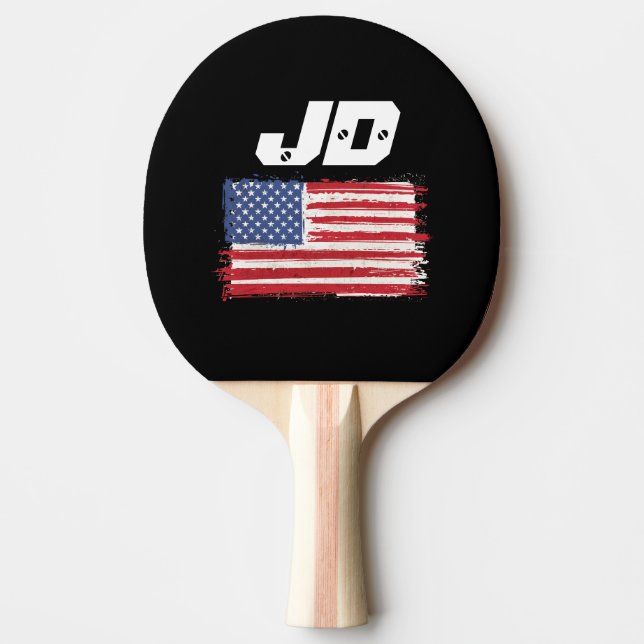 Pala De Ping Pong Monograma patriótico americano masculino (Anverso)