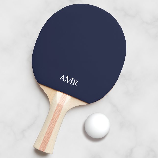 Pala De Ping Pong Monograma personalizado clásico azul marino (Subido por el creador)