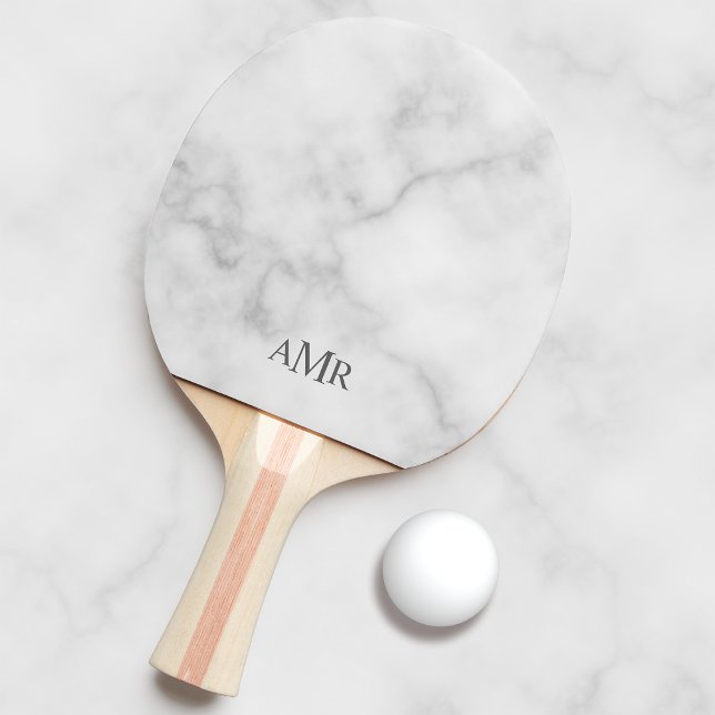 Pala De Ping Pong Monograma personalizado clásico de mármol blanco (Subido por el creador)
