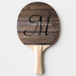 Pala De Ping Pong Monograma personalizado de madera rústica