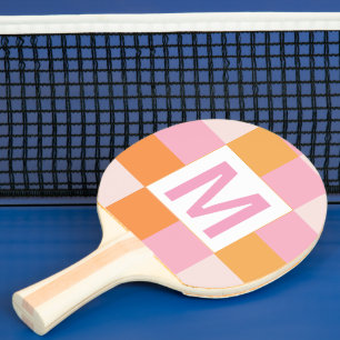 Pala De Ping Pong Monograma personalizado Patrón geométrico rosa ele