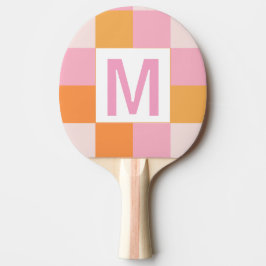 Pala De Ping Pong Monograma personalizado Patrón geométrico rosa ele