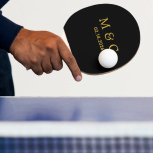 Pala De Ping Pong Monograma personalizado y fecha personalizada en n