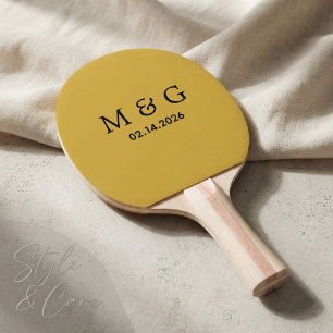 Pala De Ping Pong Monograma Personalizado y Fecha Personalizada M Do