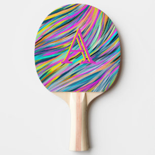 Pala De Ping Pong Monograma psiquínico de moda multicolor neón