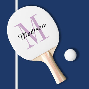Pala De Ping Pong Monograma púrpura y nombre personalizado