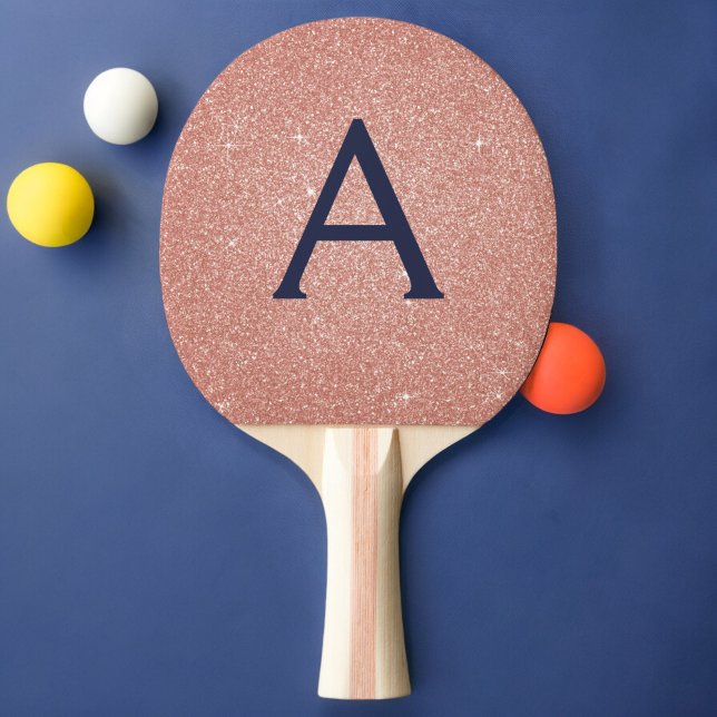 Pala De Ping Pong Monograma Purpurina azul de la Marina de Oro Rosa  (Subido por el creador)