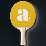 Pala De Ping Pong Monograma retro simple amarillo negrita<br><div class="desc">Simple verano Amarillo Negrita Retro Monograma Ping Pong Paddle inicial</div>