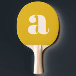 Pala De Ping Pong Monograma retro simple amarillo negrita<br><div class="desc">Simple verano Amarillo Negrita Retro Monograma Ping Pong Paddle inicial</div>