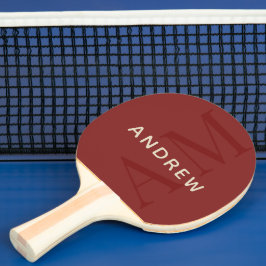 Pala De Ping Pong Monograma rojo y nombre de estilo