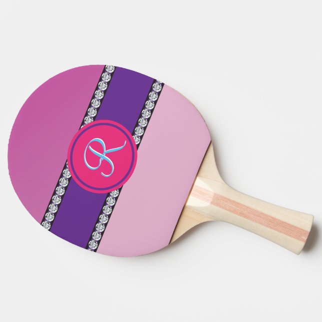 Pala De Ping Pong Monograma rosa magenta (Lateral)