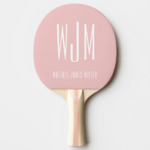 Pala De Ping Pong Monograma rosa Rubor moderno