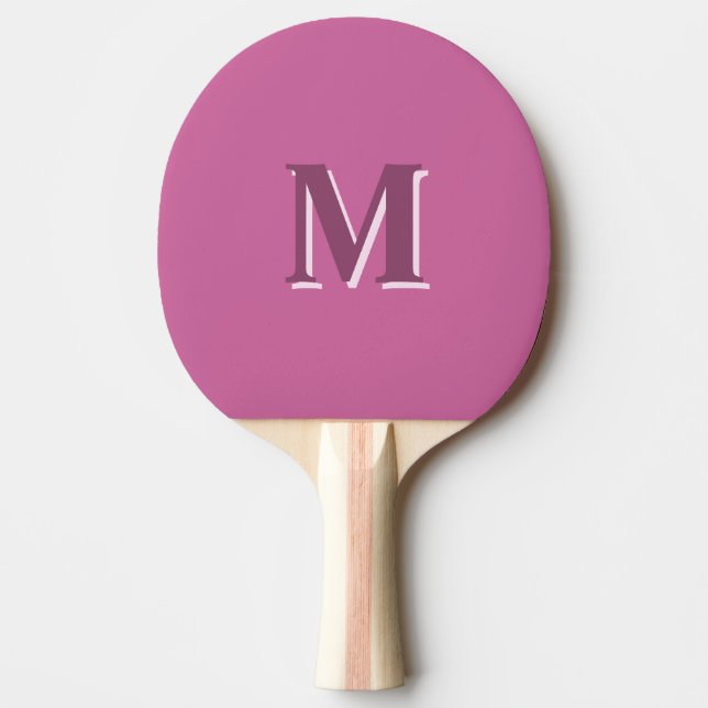 Pala De Ping Pong monograma rosa sólido vívido, (Anverso)