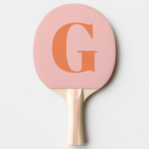 Pala De Ping Pong Monograma rosa y naranja simple y negrita personal