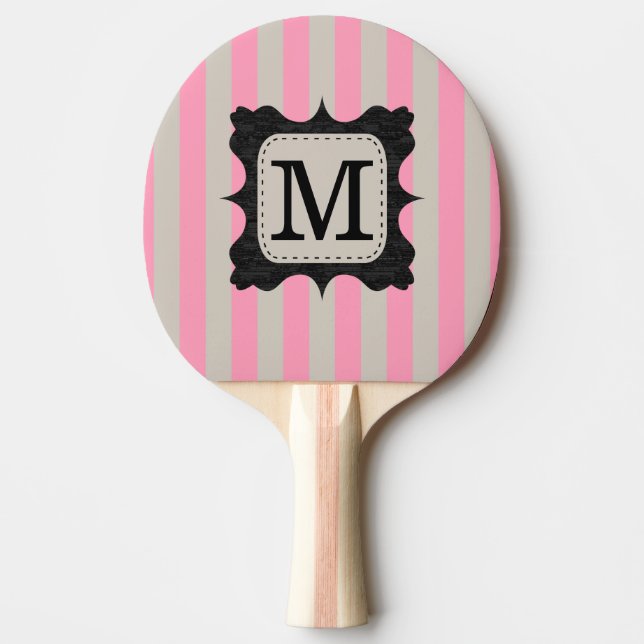 Pala De Ping Pong Monograma rosado del personalizado del negro del (Anverso)