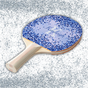 Pala De Ping Pong Monograma simple cepillado azul Metalizado y Purpu