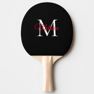 Pala De Ping Pong Monograma simple moderno rojo negro