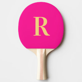 Pala De Ping Pong Monograma simple rosa caliente