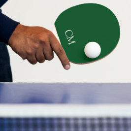 Pala De Ping Pong Monograma simple verde oscuro