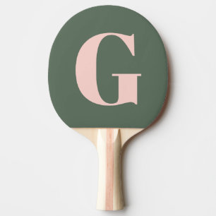 Pala De Ping Pong Monograma simple y audaz personalizado rosa y verd