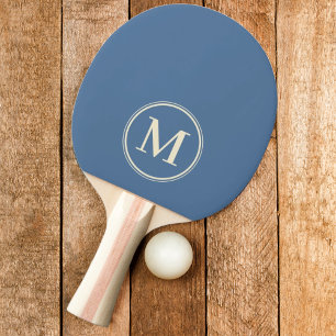 Pala De Ping Pong Monograma Sólido Azul Capri