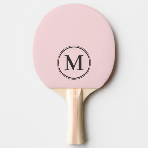 Pala De Ping Pong Monograma Sólido Rosa Susurro y Color Negro