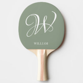 Pala De Ping Pong Monograma verde de sabio personalizado inicial