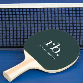 Pala De Ping Pong Monograma Verde Oscuro Estilo Minimalista moderno