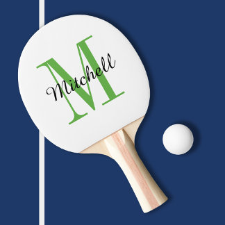 Pala De Ping Pong Monograma verde y nombre personalizado